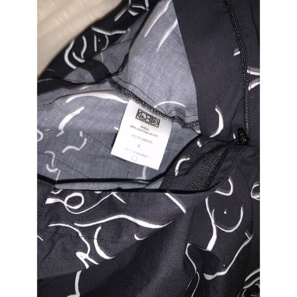 LHD Black Women’s Sz 8 All Over Ladies Figure Graphic Print Puff Sleeve Jumpsuit - Picture 6 of 8